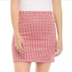 WILD HONEY RED AND WHITE GINGHAM MINI SKIRT